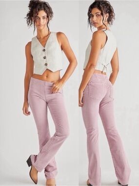 We The Free lavender Jenny High Rise Corduroy slim Flare Pants